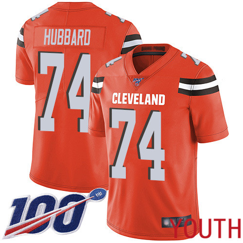 Cleveland Browns Chris Hubbard Youth Orange Limited Jersey #74 NFL Football Alternate 100th Season Vapor Untouchable